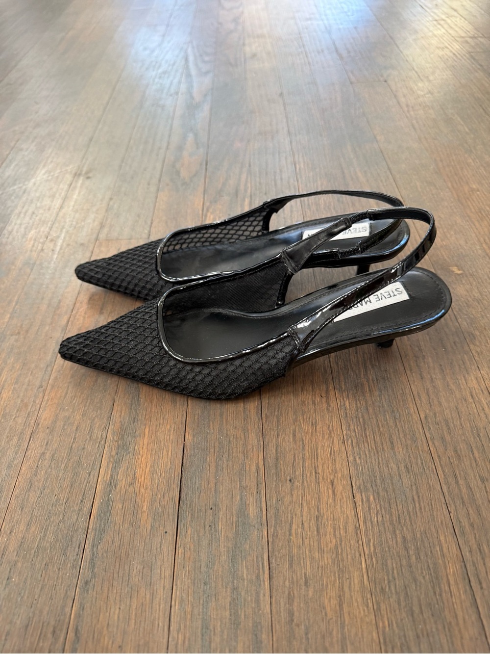 Steve Madden Black Pointed Slingback Kitten Heel Pumps
